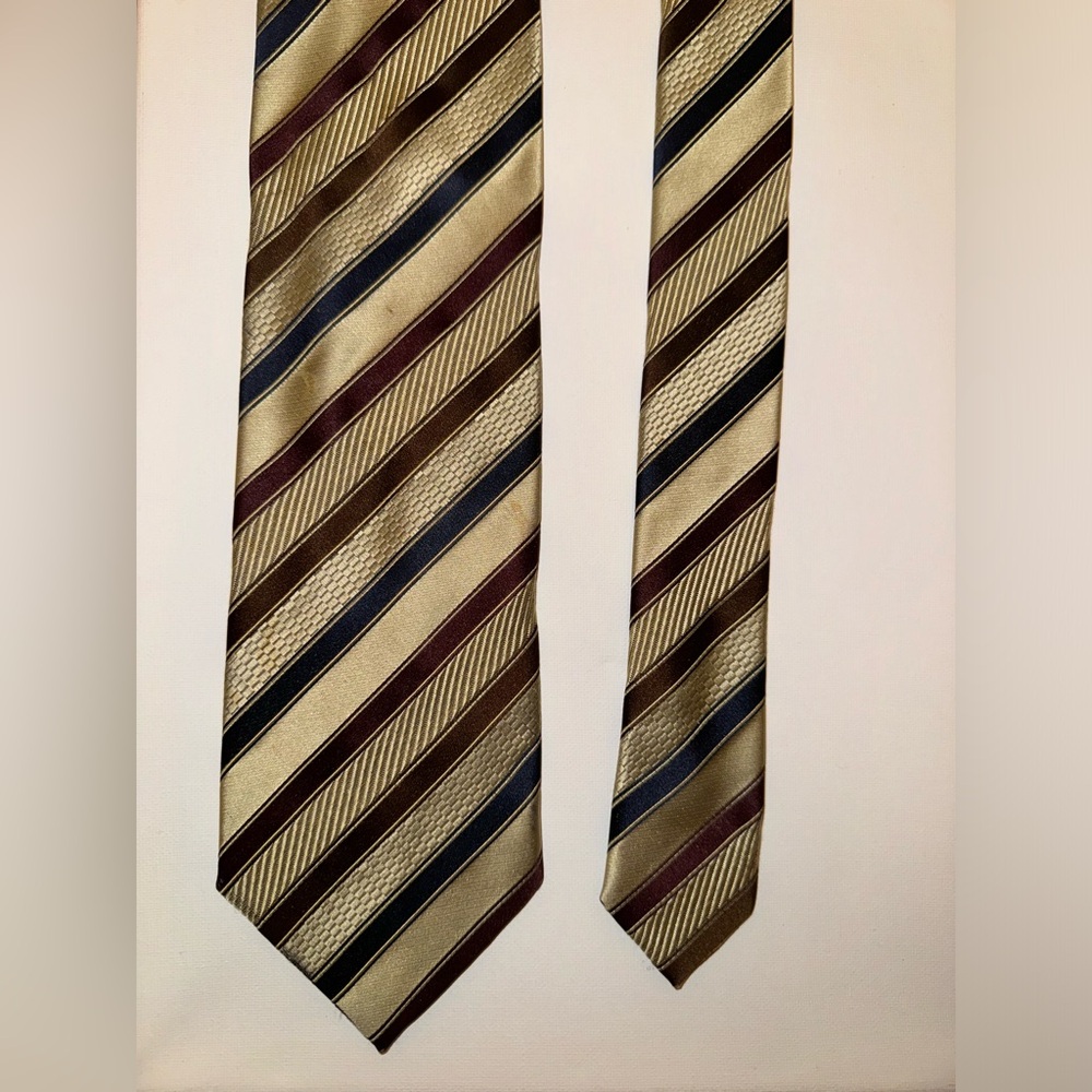 Ermenegildo Zegna Gold, Red, Blue, and Brown Striped Tie